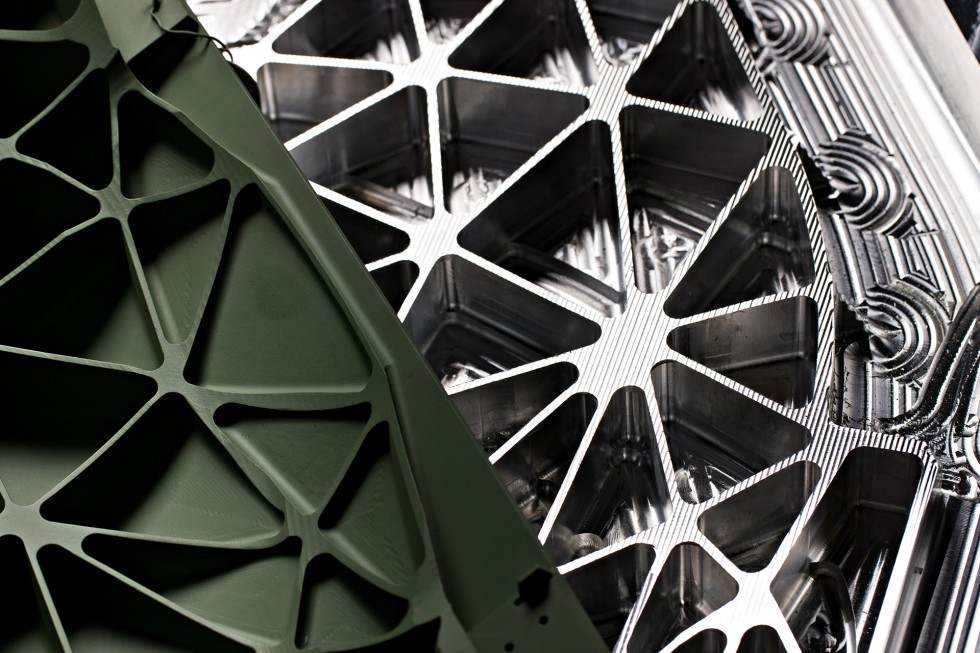A close up on machined parts, showing the grain detail.